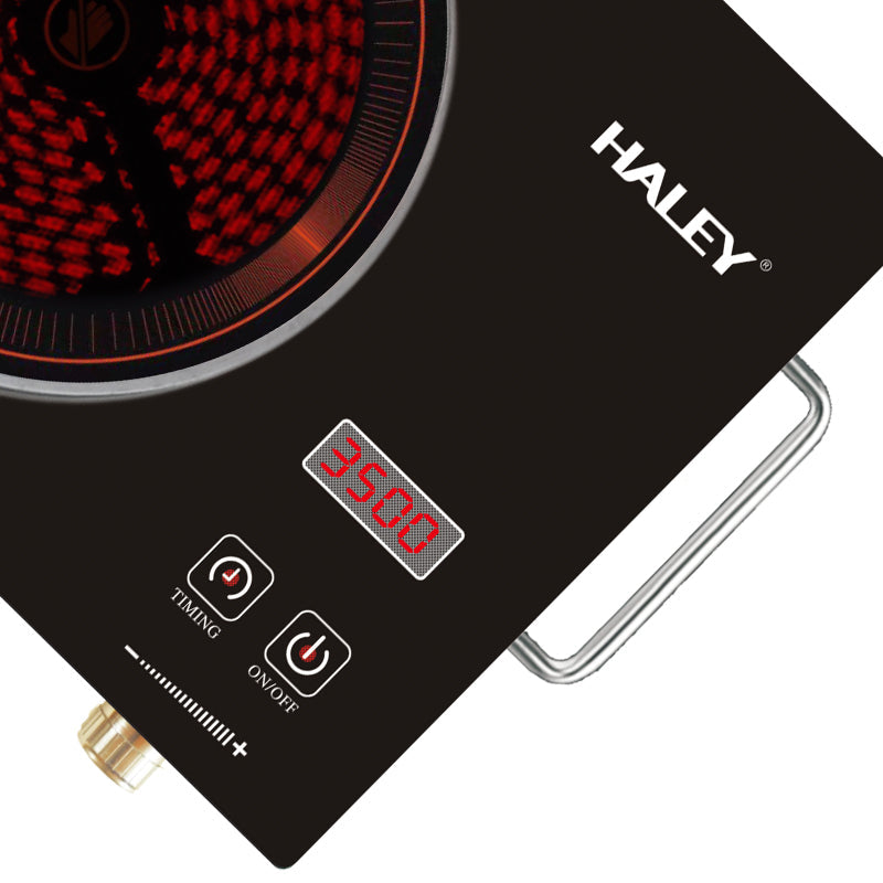 Plită cu Inducție HALEY 3500W, Geam Cristal Negru, Timer, Control Tactil, Oprire Automată, Protecție la Supraincălzire